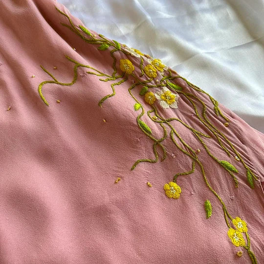 NiceVestidos--Light Pink Exquisite Floral Long Chiffon Prom Dress Fairy Dress Nv5581