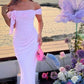 Rosa Rose Eine Schulter Off Schulter Elegante Charmante Lange Ballkleid Abendkleid Partykleid nv2285