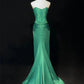 Green Mermaid Satin Long Trailing Ball Gown Party Dress Evening Dress nv4281
