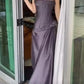 Gray Purple Vintage Fashion Spaghetti Strap Sleeveless Mermaid Long Satin Evening Gown Prom Dress nv3807