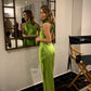 Green Fashion Elegant Strap Long Satin Ball Gown Evening Dress Party Dress nv3667