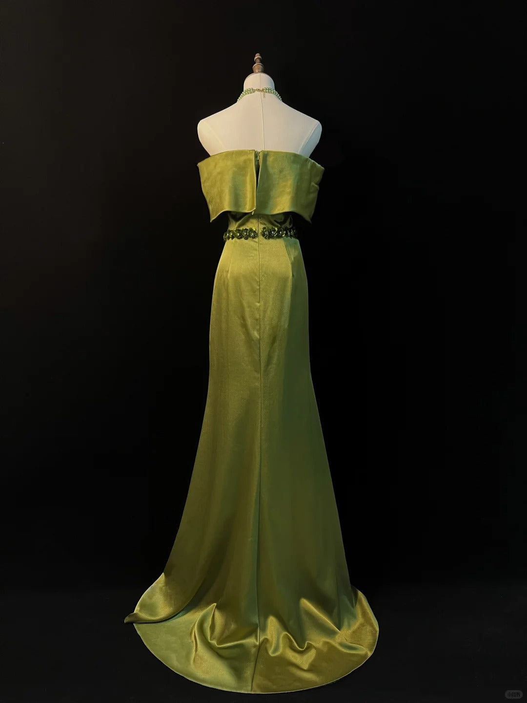 Olive Green Long Satin Prom Dress Evening Dress nv4790