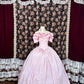 Pink floral beaded princess long satin ball gown evening dress quinceanera dress nv4649