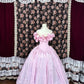 Pink floral beaded princess long satin ball gown evening dress quinceanera dress nv4649