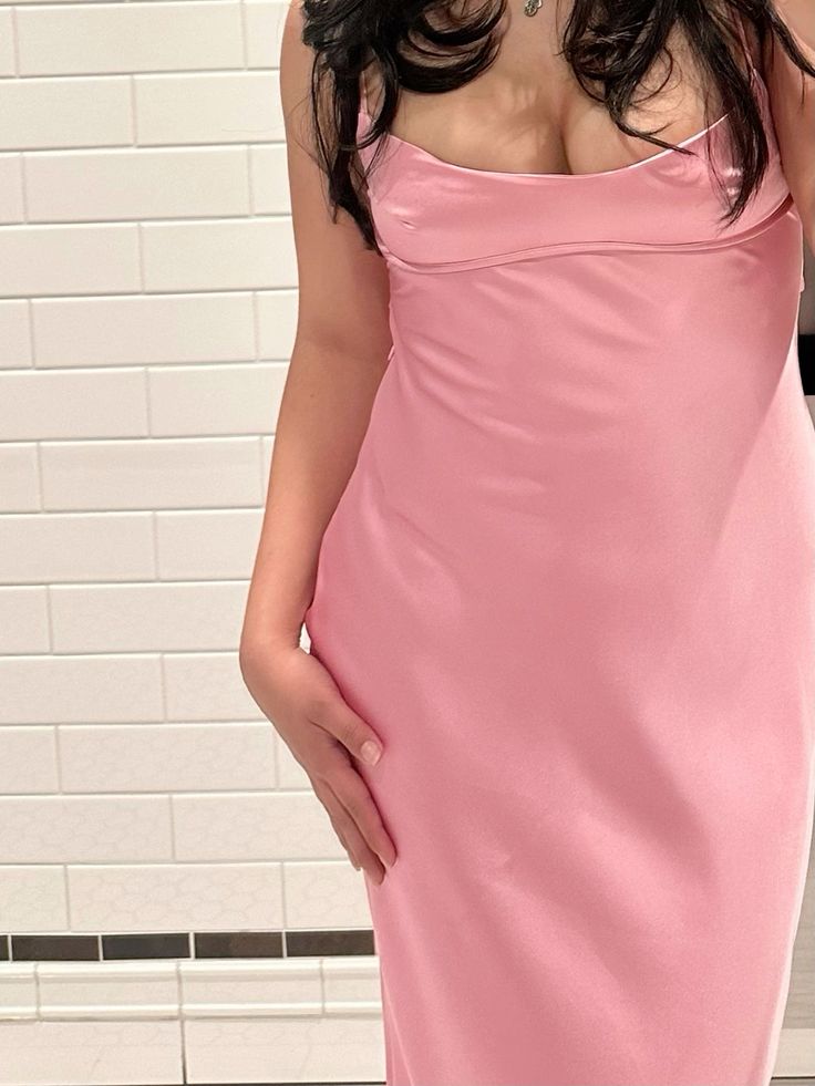 🌷Robe de soirée longue en satin rose clair, élégante et charmante, robe de soirée, robe de bal nv3993