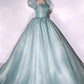 Robe de soirée longue en tulle vert unique pour les 16 ans nv2043
