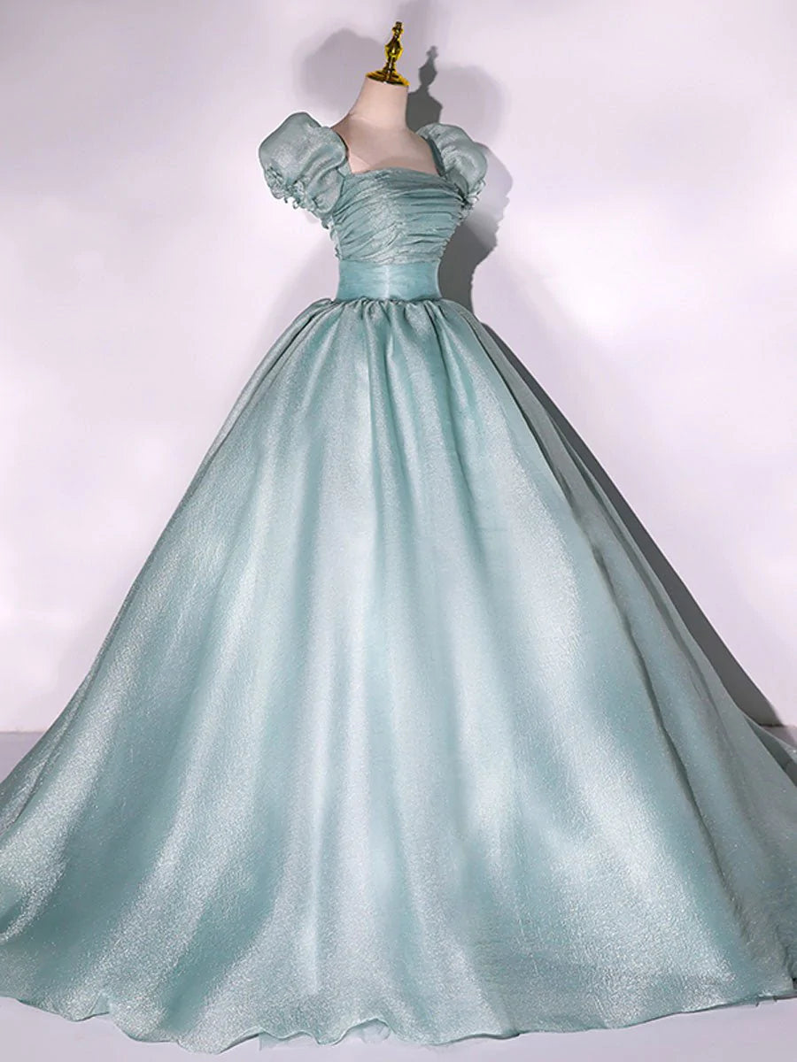 Robe de soirée longue en tulle vert unique pour les 16 ans nv2043