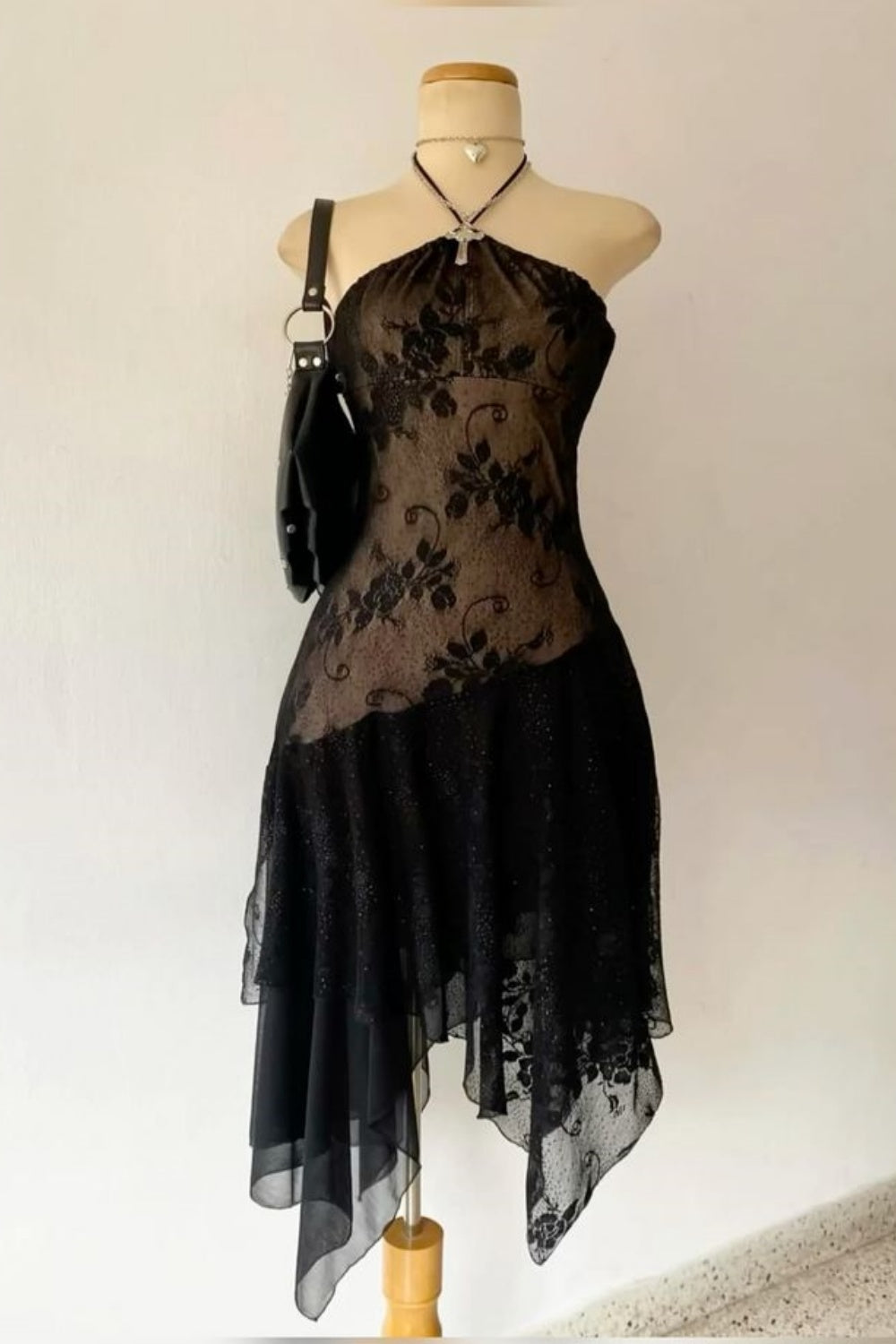 NiceVestidos-Black lace short/mid-length unique homecoming dress nv5466