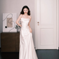 Minimalist Satin Wedding Dress Strapless Draped Mermaid Bridal Gown  NV7244