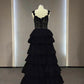 Black elegant fashion lace long tulle ball gown evening dress nv4913