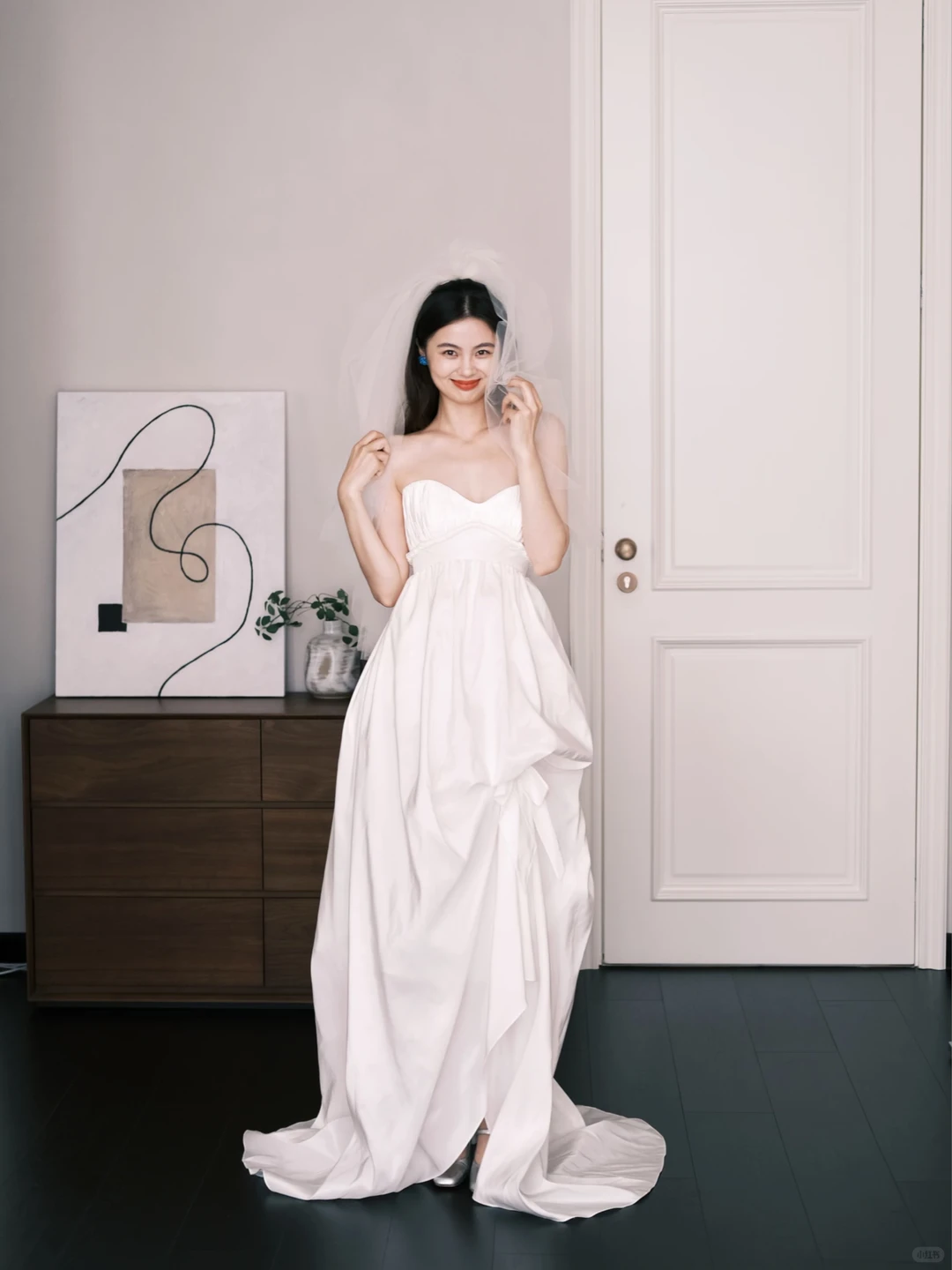 Sweetheart Strapless Bridal Gown, High Waist Draped Flowy Wedding Dress  NV7261
