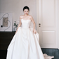 Strapless Cowl Satin Ballgown Wedding Dress with Pockets  NV7387