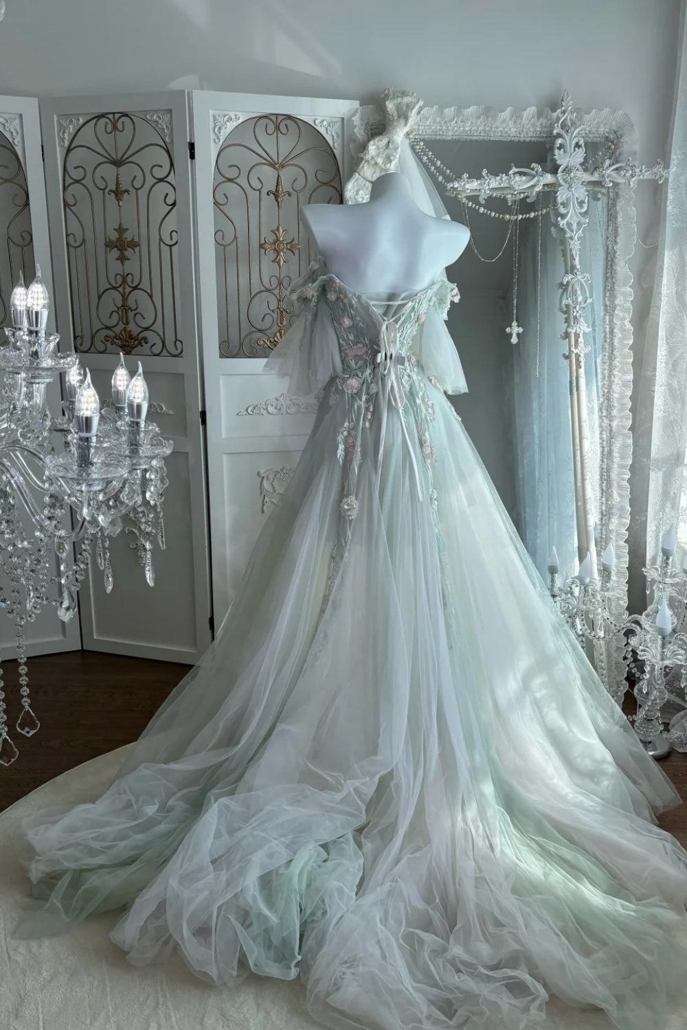 Fairy delicate floral long chiffon formal dress NV6604