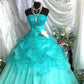 Blue Mint Green Sweet Shiny Long Tulle Princess Ballgown Evening Dress Party Dress Bar Mitzvah Dress Birthday Dress nv4198