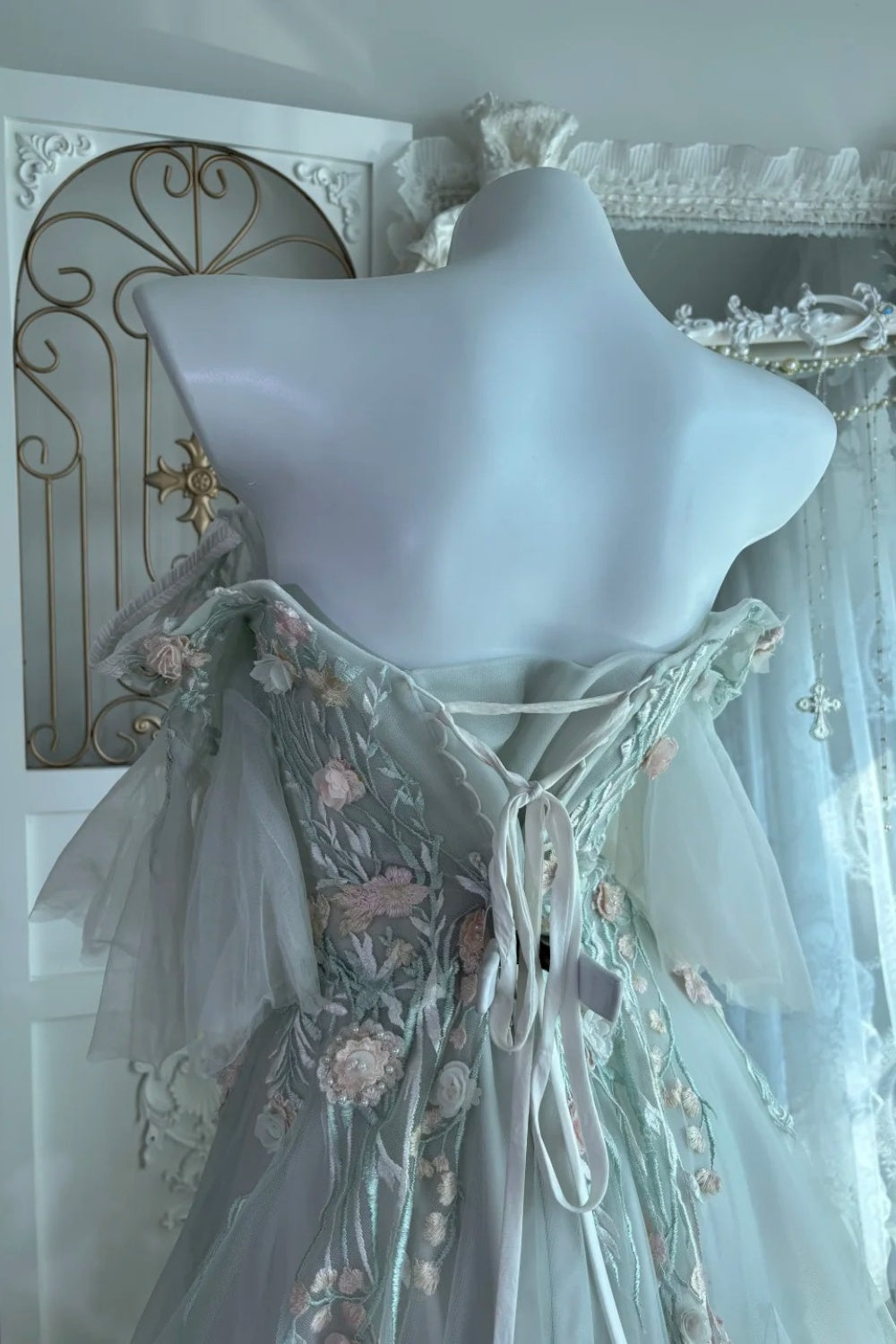 Fairy delicate floral long chiffon formal dress NV6604