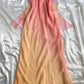 Orange Pink/Teal Unique Long A-Line Spaghetti Strap Ombre Chiffon Evening Gown Party Dress nv4347