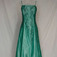 Robe de soirée longue et élégante en satin et tulle, tenue de soirée élégante et charmante, verte, à perles exquises, nv3975