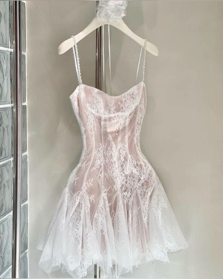 Light /Dark Pink Sweet Spaghetti Strap Lace Short Princess Homecoming Dress Party Dress Graduation Dress nv3287