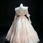 Light Pink Off Shoulder Ball Gown Lace Ruffle Puff Sleeve Big Bow Organza Lolita Formal Dress  NV6974