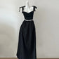 Black Bow Stylish Elegant Long Satin Prom Dress Evening Dress Party Dress nv4180