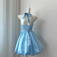 NiceVestidos--Blue satin short homecoming dress Nv5609