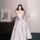 Strapless Tweed Prom Dress with 3D Flowers, Elegant A-Line Evening Gown  NV7334
