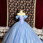 Blue Princess Elegant and Exquisite Long Floor-length Ball Gown Evening Gown Cinderella nv4178
