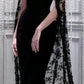 Black noble and elegant mermaid slim lace cape elegant long floor-length trailing ball gown evening dress party dress nv1914