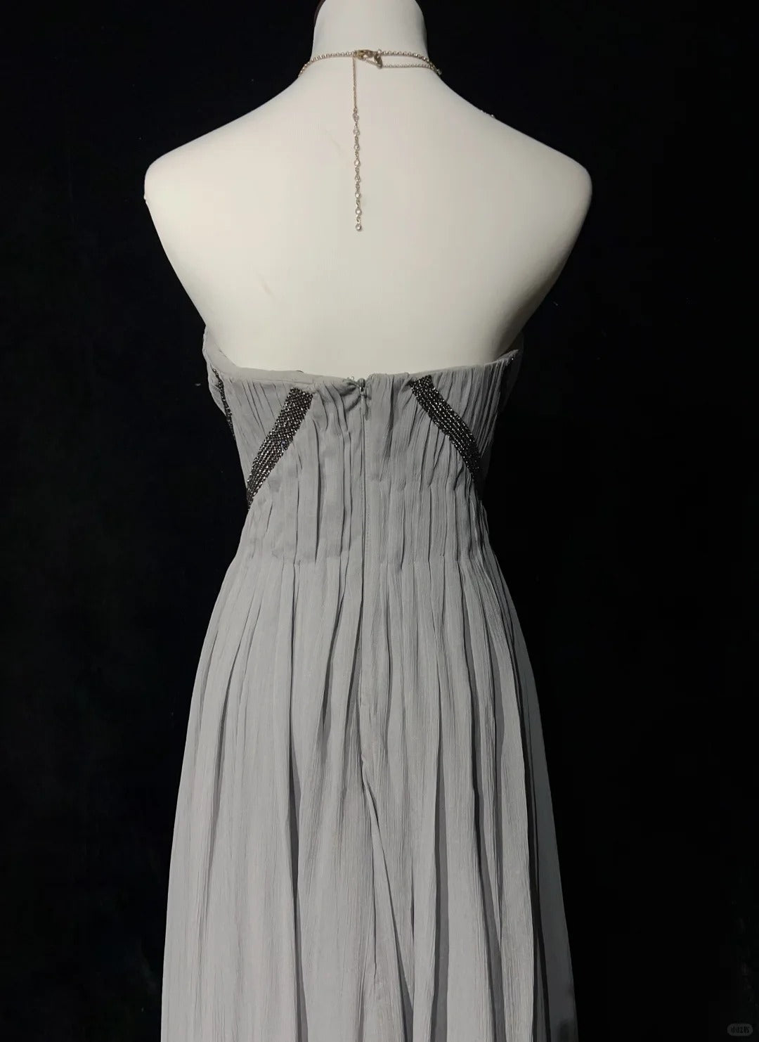 Grey Beaded Elegant Long Chiffon Prom Dres Evening Dress nv4928