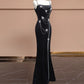 Black butterfly velvet long beaded prom dress evening gown nv5077