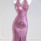 Purple Shiny Long Mermaid Bodycon Sequin Prom Dress Evening Dress Party Dress nv4966
