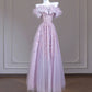 Pink Purple gorgeous exquisite beaded long prom dress evening dress party dress nv4727