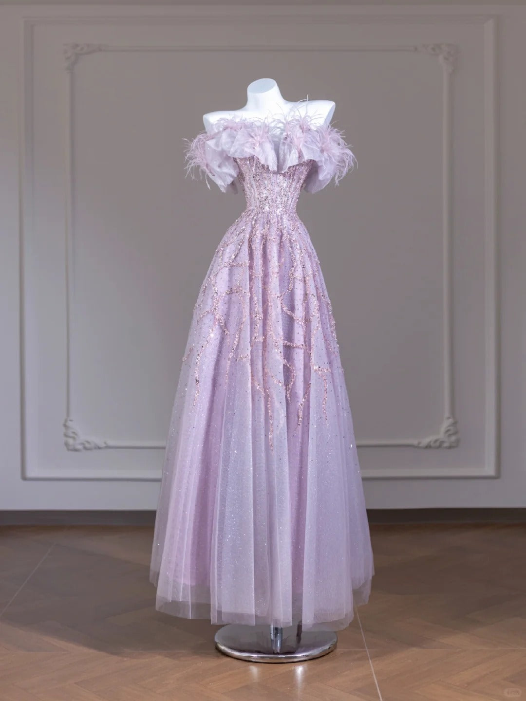 Pink Purple gorgeous exquisite beaded long prom dress evening dress party dress nv4727