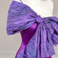Purple Bow Long Satin Prom Dress Evening Dress Party Dress nv4961
