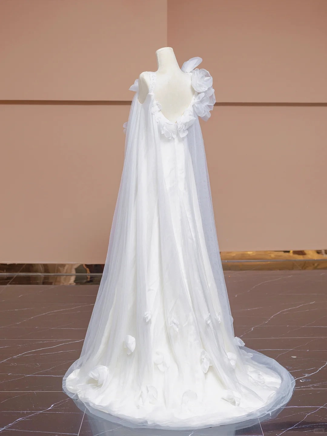 White floral fairy long chiffon ball gown, evening gown nv5076