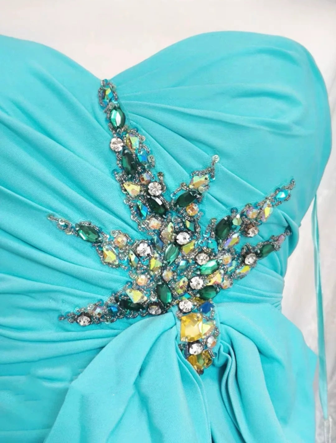 Blue Beaded Long Tulle Ball Gown Evening Gown Party Dress nv4372