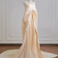 Off-white Fashion Lazy Long Satin Ball Gown Evening Dress nv4944