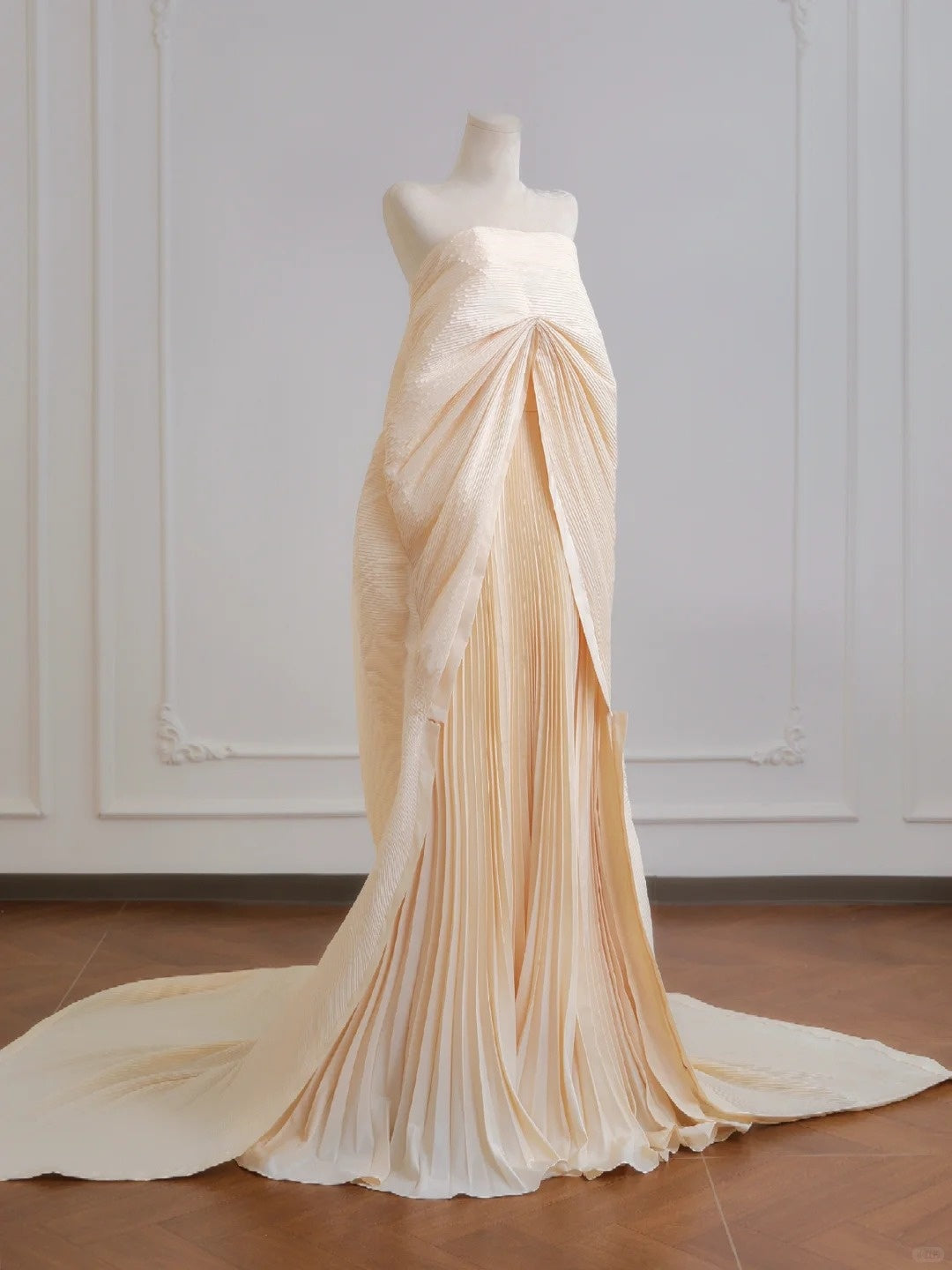 Off-white Fashion Lazy Long Satin Ball Gown Evening Dress nv4944