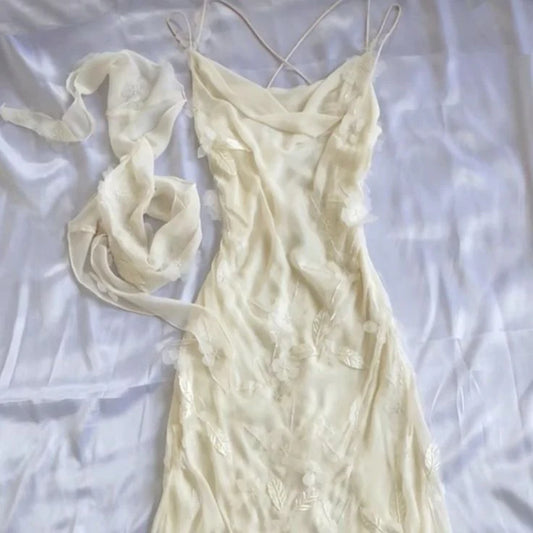 Light Yellow Fashion Elegant Floral Strap Long Chiffon Ball Gown Evening Dress Party Dress nv3519