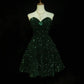 Green shiny princess sequin short retro fashion homecoming dress prom dress evening dress nv4286
