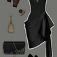 Black simple elegant satin short homecoming dress cocktail party dress prom dress evening dress nv4257