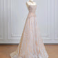 Champagne shiny gorgeous palace princess long tulle floor-length ball gown evening dress graduation dress nv5105