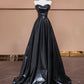 Black simple stylish satin floor-length ball gown evening dress nv5055
