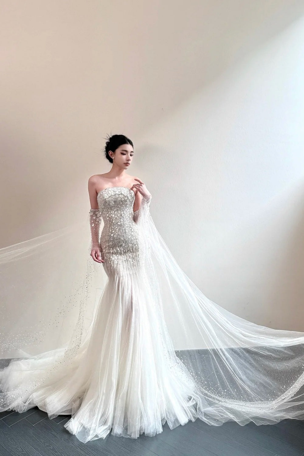 Seashell Crystal Mermaid Long Wedding Dress NV6655