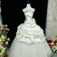NiceVestidos-_Vintage Cream Satin Rhinestone-Embellished Big Bow Tiered Tulle Court Style Wedding Gown NV5914