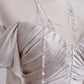 Champagne white fashionable and elegant mermaid tight long sleeves long satin trailing Prom Dress evening dress nv4971