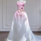 Rosa Gradient Fashion Langes Satin Ballkleid Abendkleid nv4962