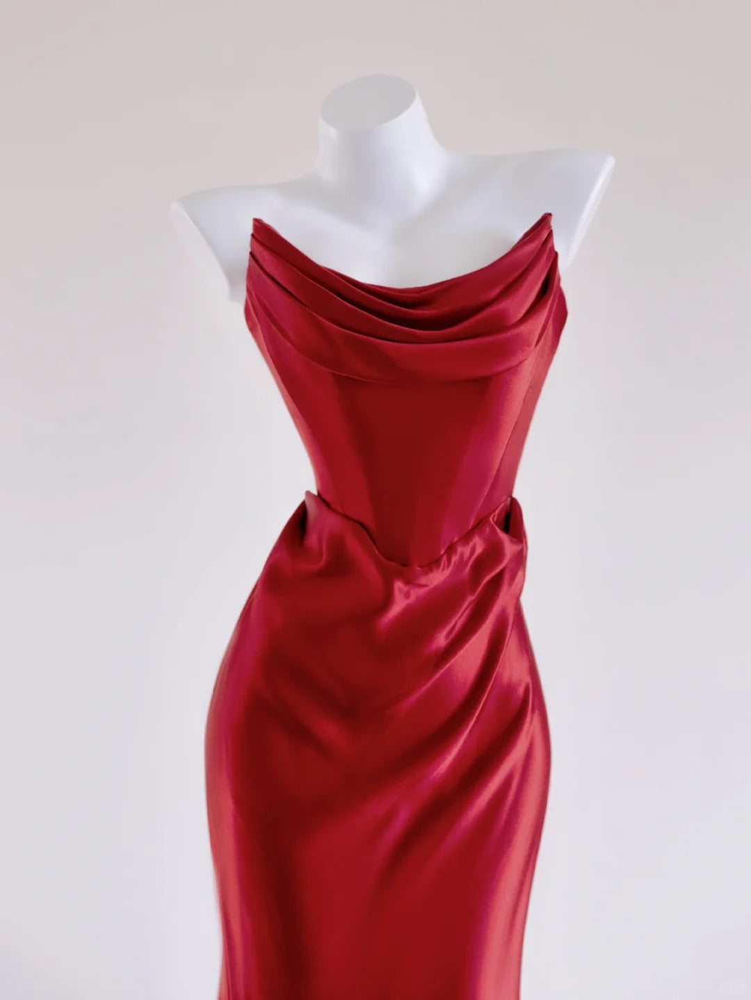 Red Elegant Fashion Long Bodycon Satin Prom Dress Evening Dress nv4972