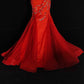 Red Gorgeous Vintage Elegant Exquisite Beaded Short Sleeve Long Mermaid Mermaid Dress Satin Tulle Chiffon Ball Gown Evening Dress Party Dress Wedding Dress Prom Dress nv3962