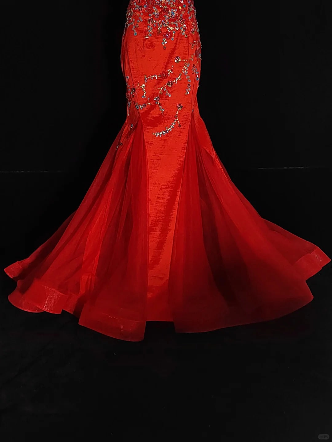 Red Gorgeous Vintage Elegant Exquisite Beaded Short Sleeve Long Mermaid Mermaid Dress Satin Tulle Chiffon Ball Gown Evening Dress Party Dress Wedding Dress Prom Dress nv3962